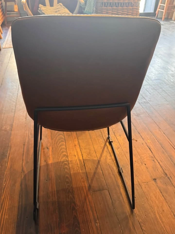 Faux leather and metal dining chair - photo 2