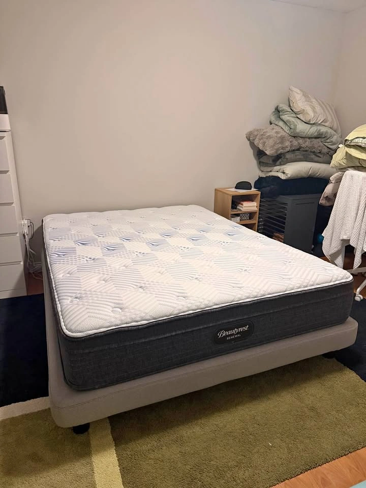 Queen Beautyrest Renewal Mattress + Casper Upholstered Bed Frame