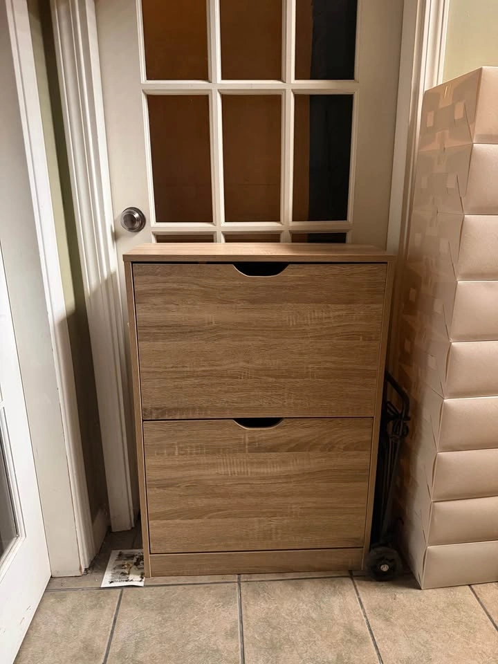 2-Tier Wooden Shoe Cabinet / Shoe Storage Organizer - photo 3