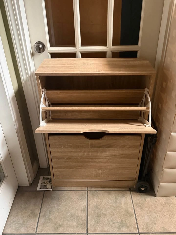 2-Tier Wooden Shoe Cabinet / Shoe Storage Organizer - photo 4