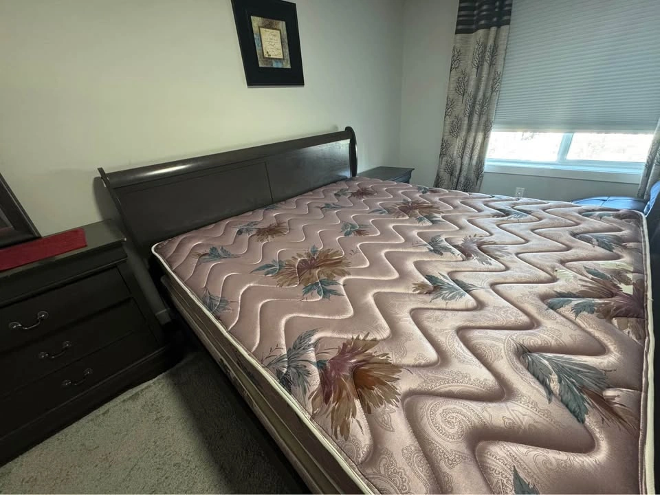 King Size Bed Set with Mattress, Side Table, and Dresser - photo 2