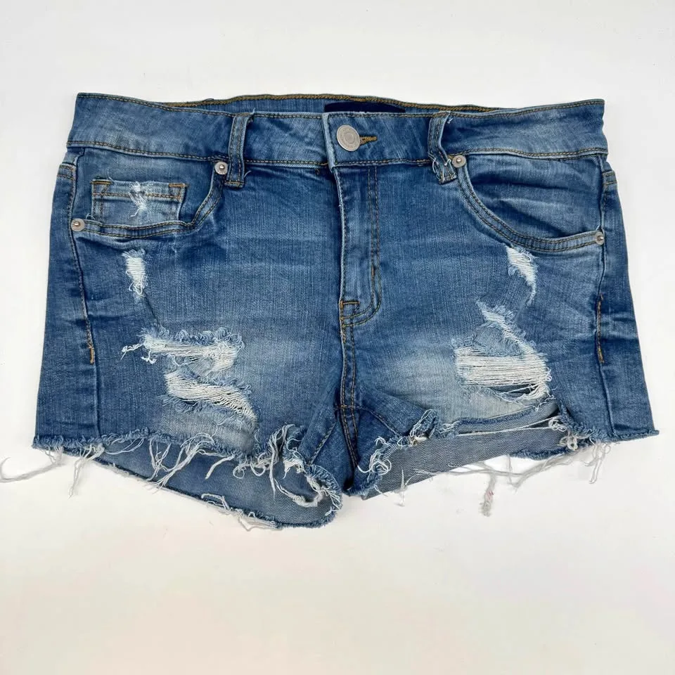 AERO Denim Shorts Women's Size 6 Blue Distressed thumbnail