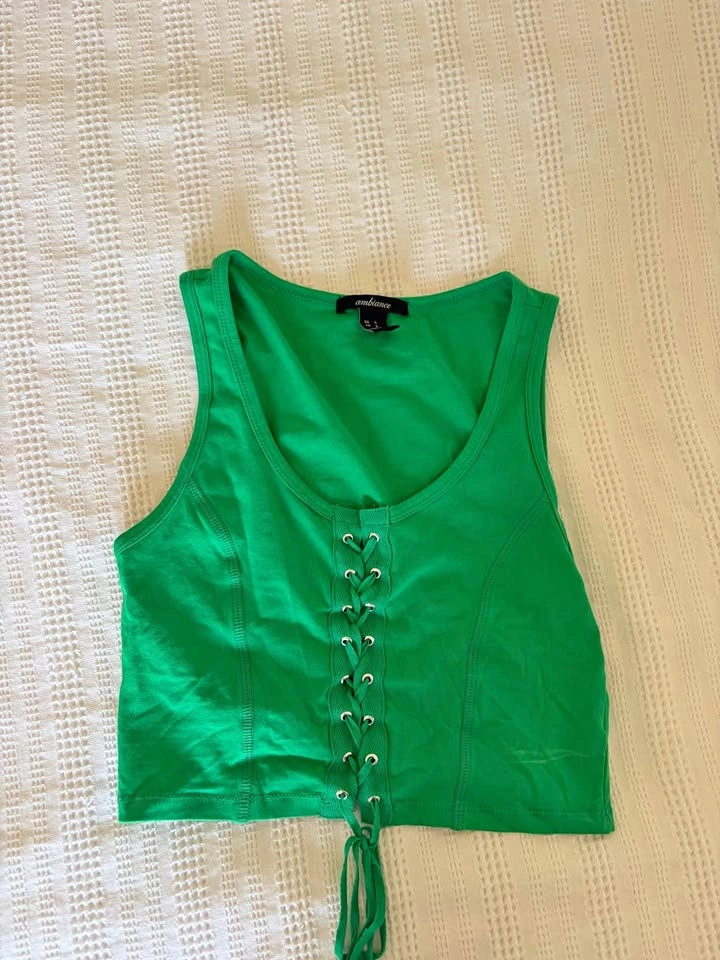 Ambiance Green Front Tie Top