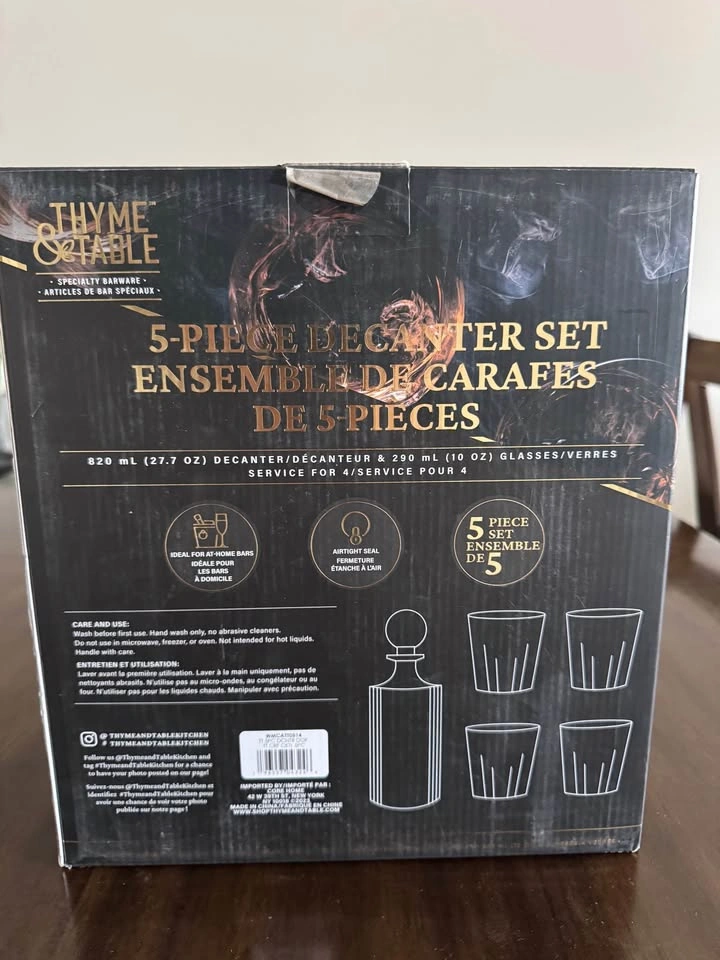 5 piece whiskey glass and container bottle set - photo 2