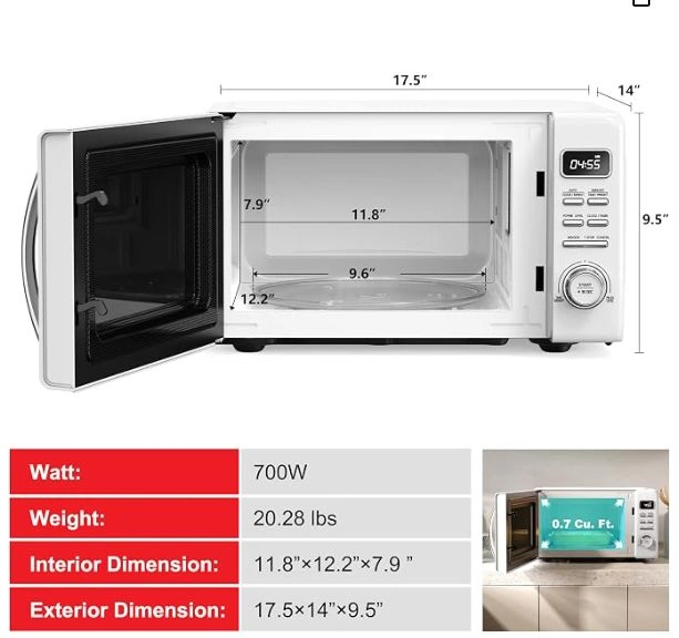 White and Chrome Retro Microwave - photo 3