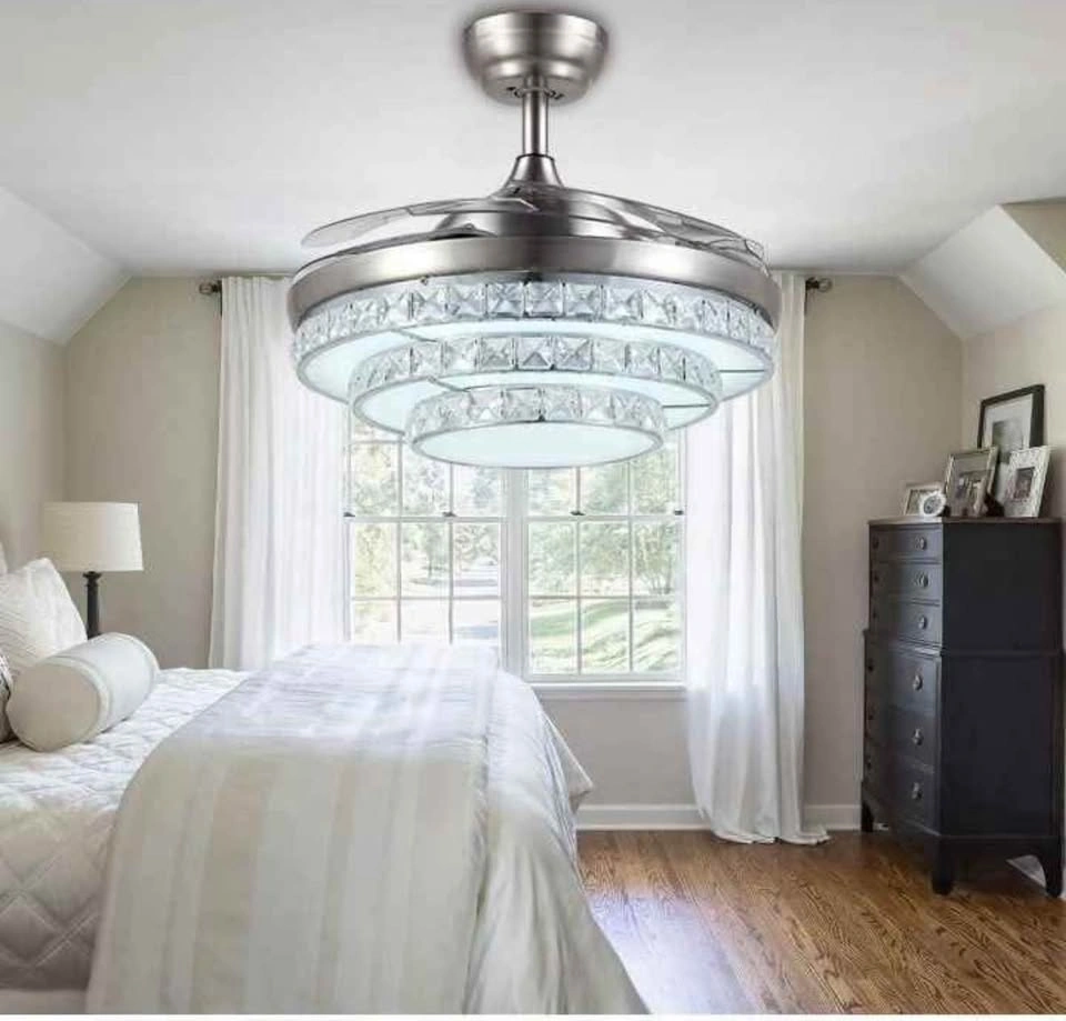 42 Inch Crystal Invisible Ceiling Fan with Lights - photo 5