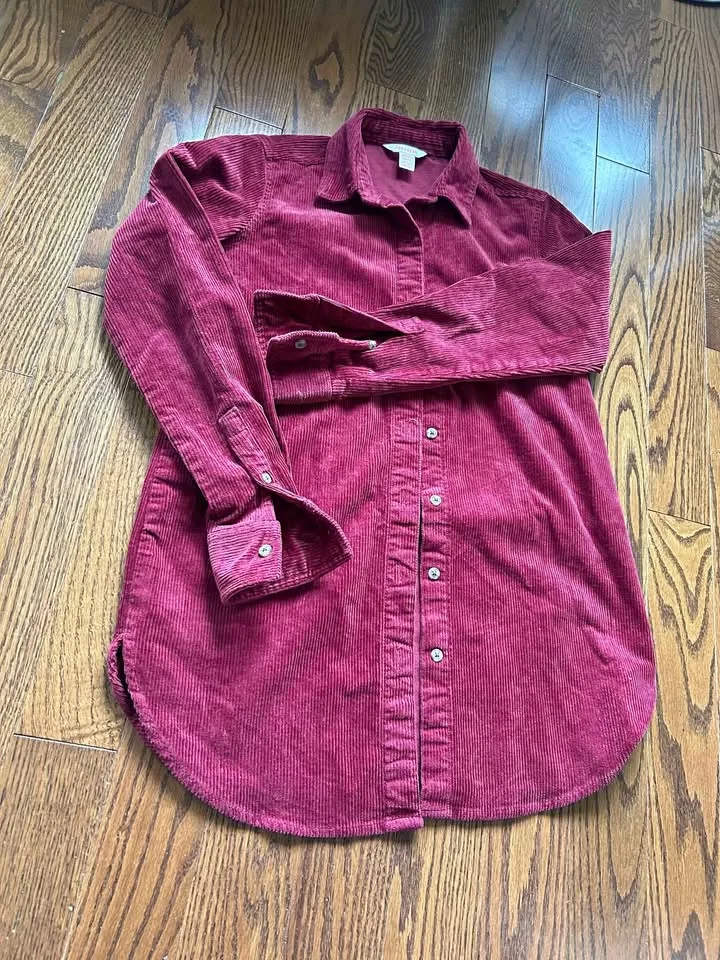 Joe fresh burgundy corduroy shirt thumbnail