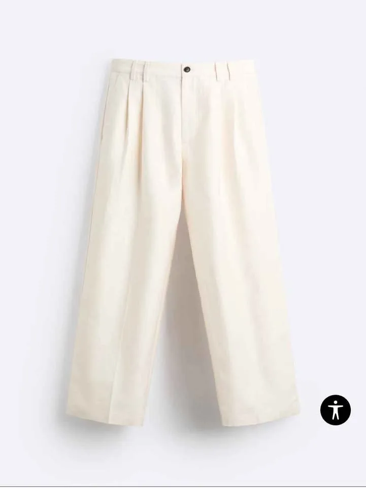 New Zara linen cotton wide leg pants image indicator(2)