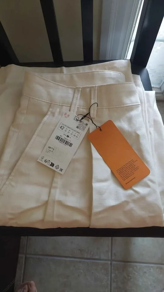 New Zara linen cotton wide leg pants image indicator(3)