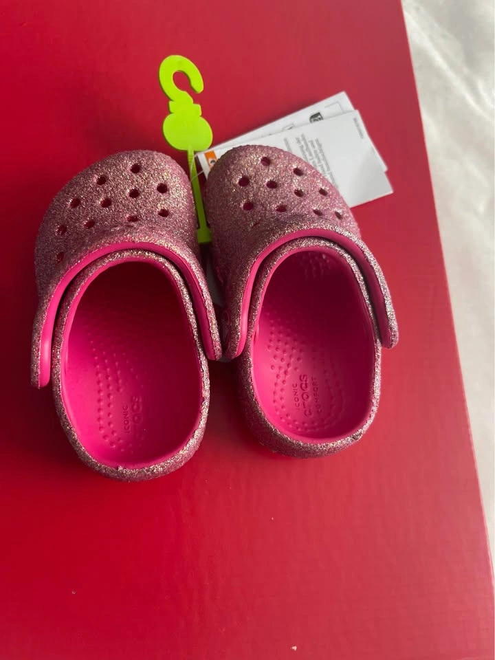 Crocs Kids Classic Iridescent Glitter Pink Clog C4 Toddler - photo 2