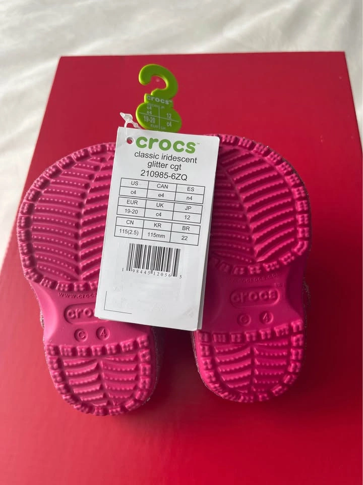 Crocs Kids Classic Iridescent Glitter Pink Clog C4 Toddler - photo 3