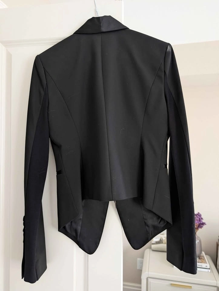 Y2K BCBG MaxAzria Metal Fringe Tuxedo Blazer - XS - photo 3