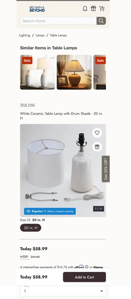 20.5" Ceramic Nightstand Lamps Set of 2, White - photo 4