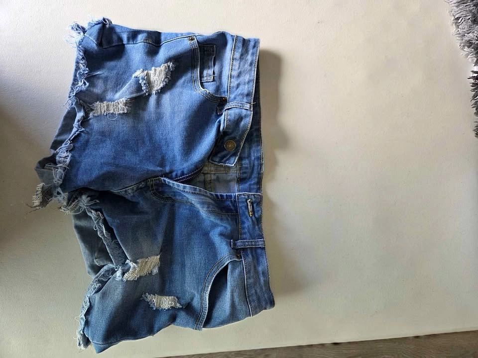 Dark blue stretchy jean shorts