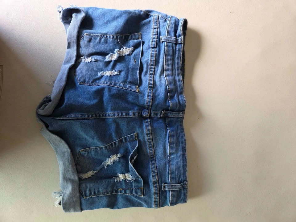 Dark blue stretchy jean shorts - photo 2