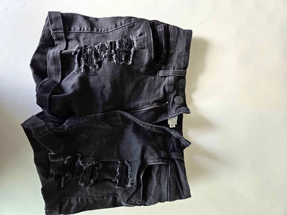Black ripped jean shorts ( urban planet)