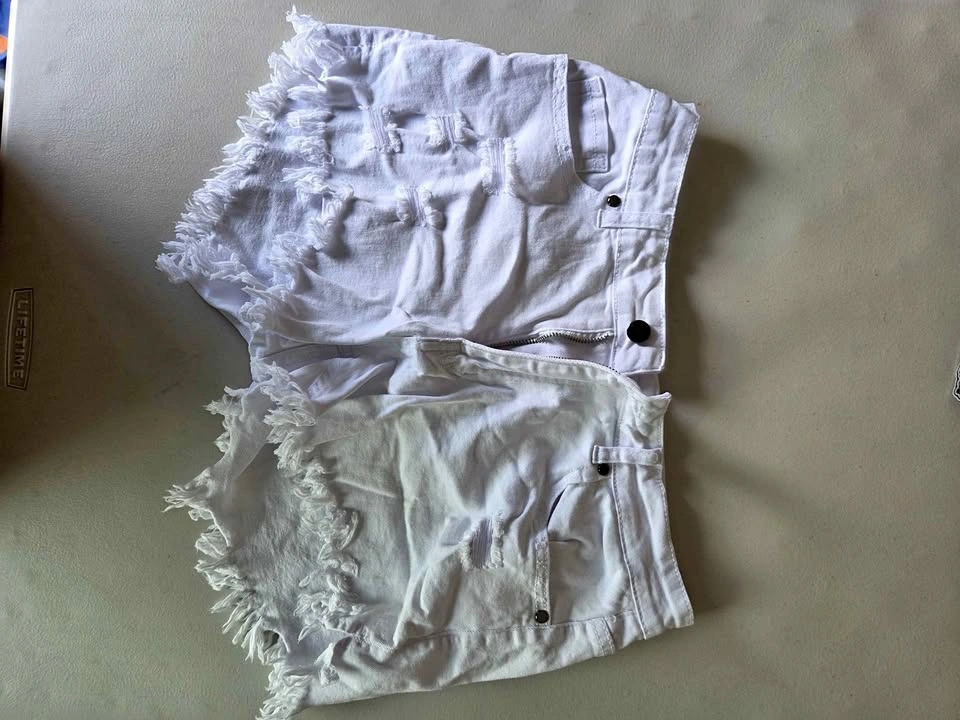 White stretchy jean shorts