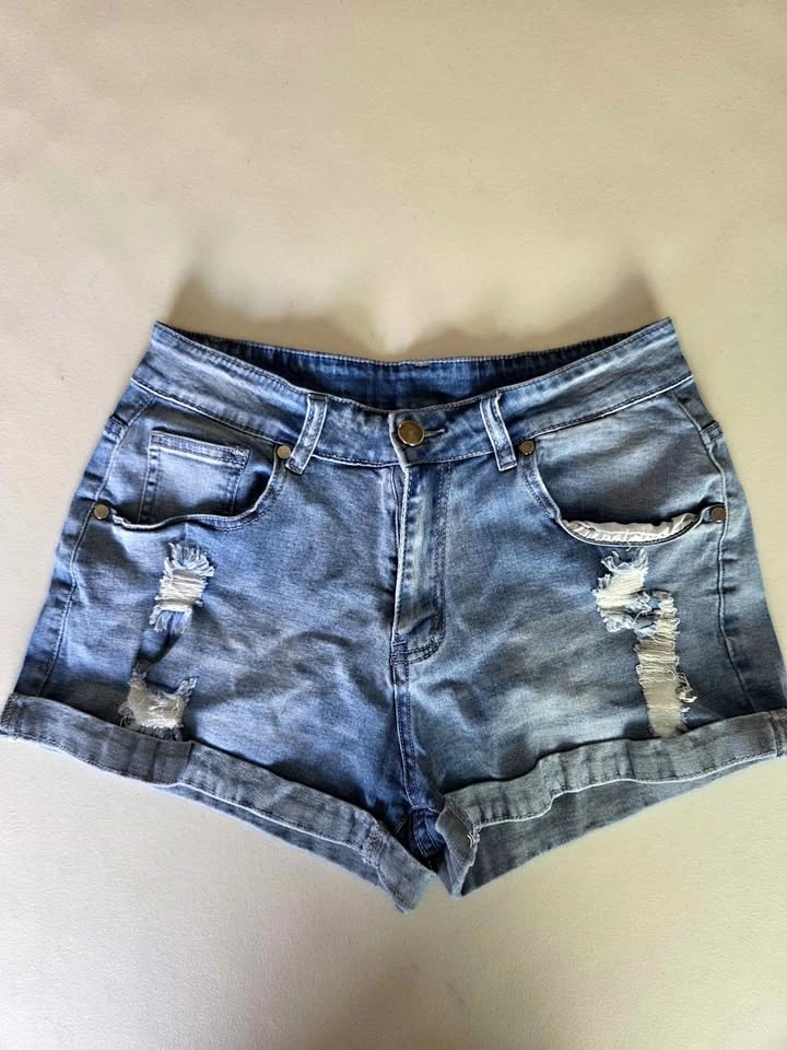 Dark blue stretchy jeans shorts