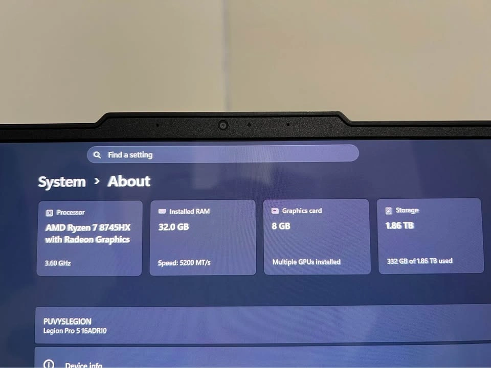LEGION PRO 5 OLED - Ryzen 7 8745HX, 32GB RAM, RTX 5060, 2TB - photo 3