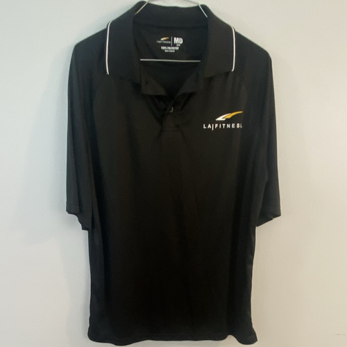 LA Fitness Men's Black Polo Shirt M Short Sleeve Collared