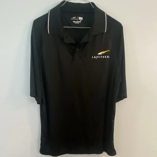 LA Fitness Men's Black Polo Shirt M Short Sleeve Collared