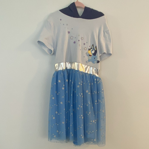 Bluey Girls Hooded Dress Costume w/ Ears Size 6/7