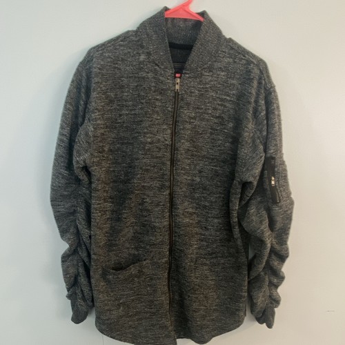 Bleecker & Mercer Men's Gray Heathered Knit Full Zip Sweater Jac
