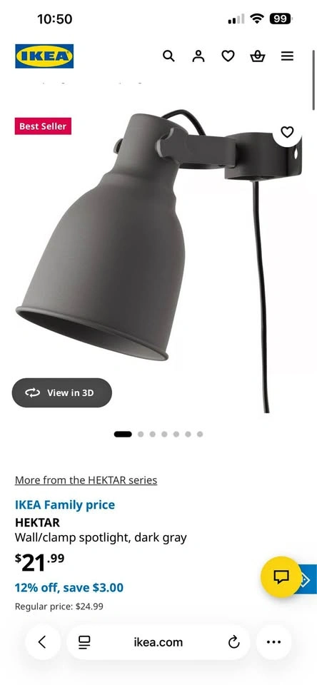IKEA HEKTAR Wall/Clamp Spotlight