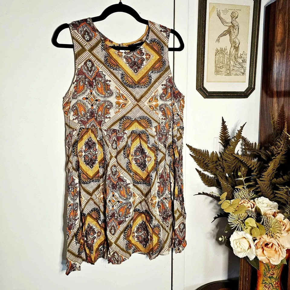 MINKPINK Paisley Babydoll Mini Dress Tunic Size S