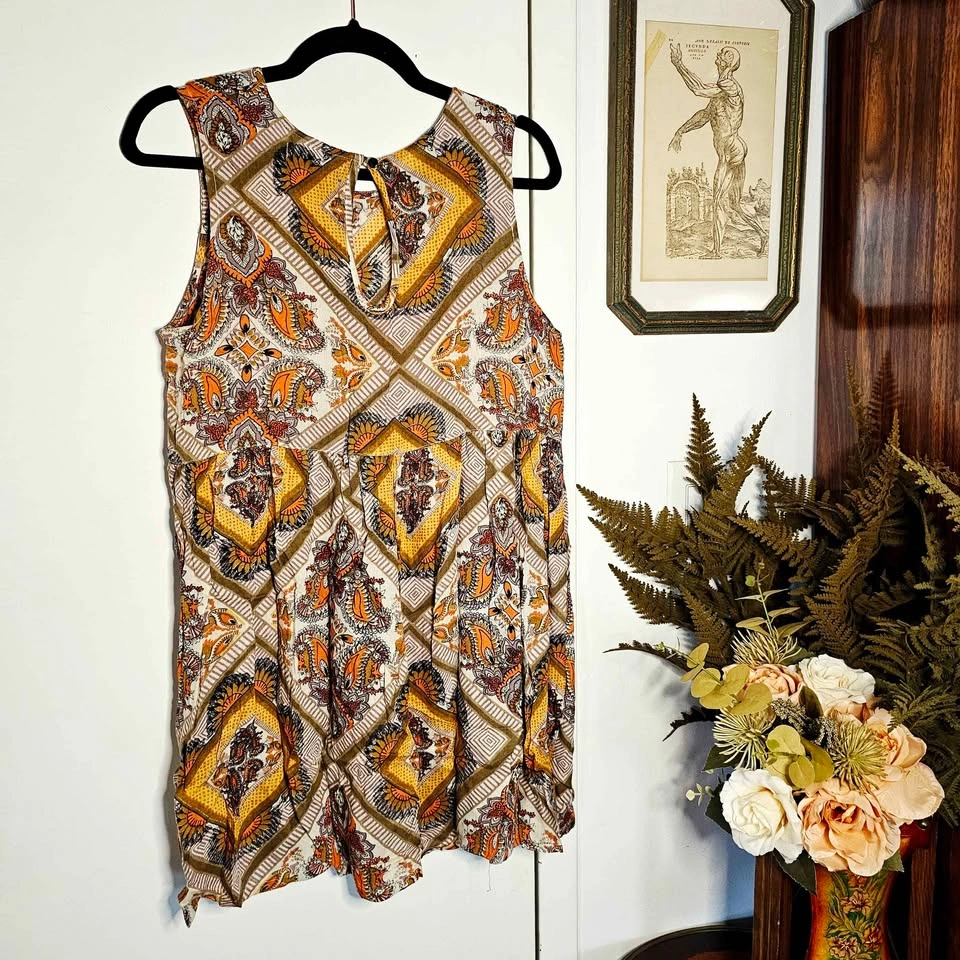 MINKPINK Paisley Babydoll Mini Dress Tunic Size S - photo 4