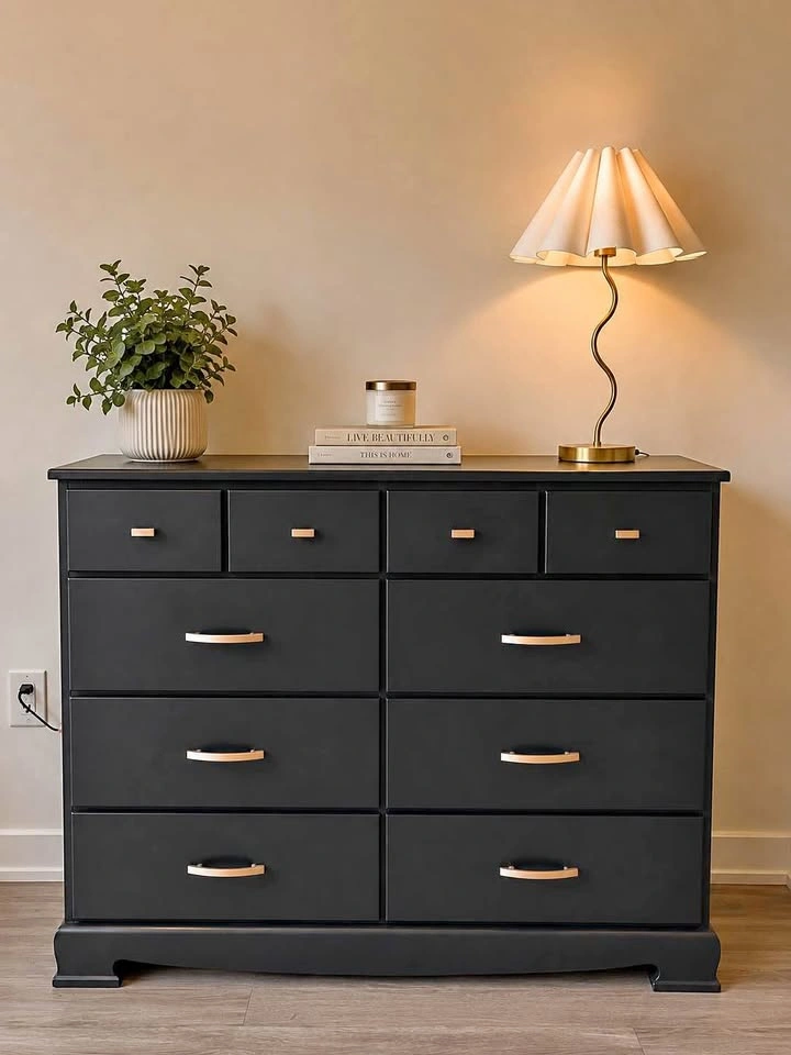 Modern Black Dresser – Freshly Refinished