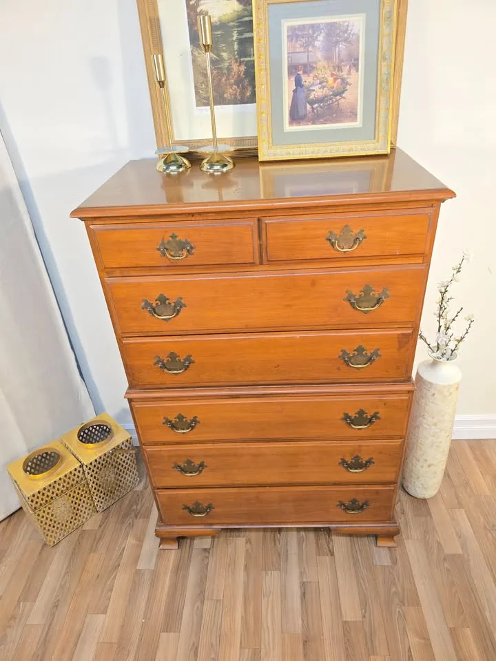 🚚 Delivery + Early American Solid pine Wood 7 drawers 25260 image indicator(2)