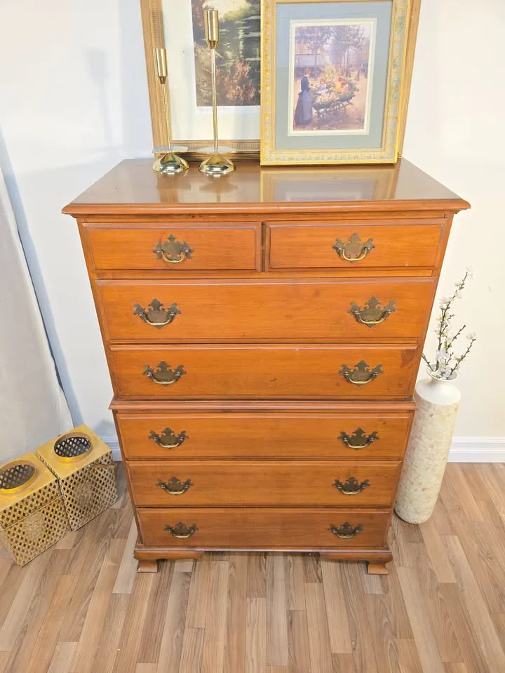 🚚 Delivery + Early American Solid pine Wood 7 drawers 25260 image indicator(3)