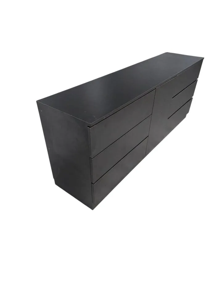 Modern Minimalist Black 6-Drawer Low Dresser image indicator(3)