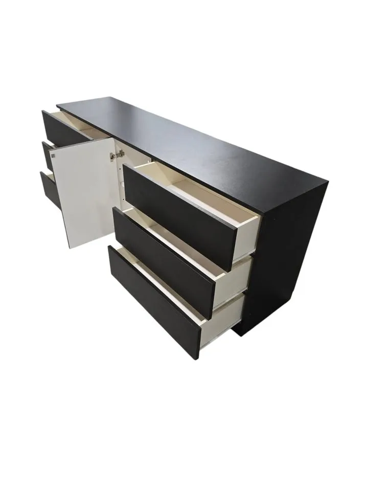 Modern Minimalist Black 6-Drawer Low Dresser image indicator(4)