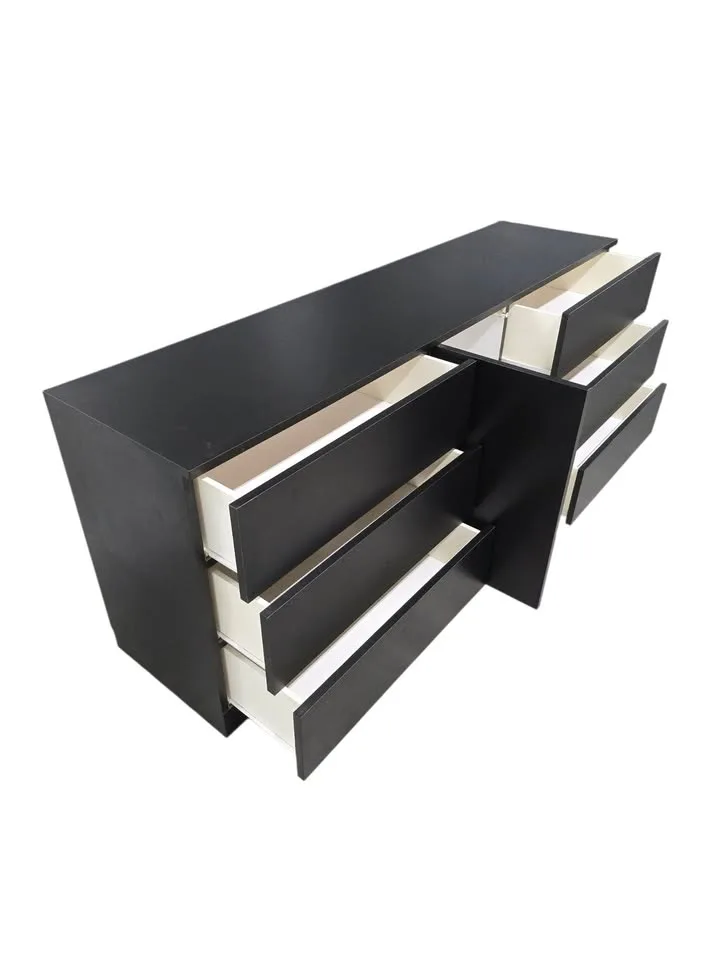 Modern Minimalist Black 6-Drawer Low Dresser image indicator(5)