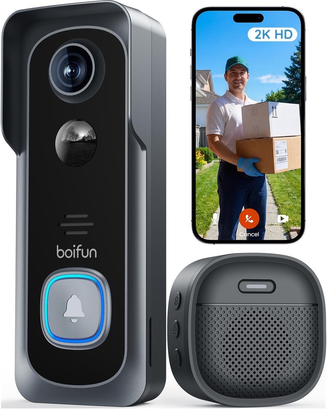 BOIFUN Video Doorbell Camera Wireless – No Subscription Required