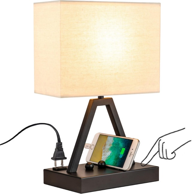 Touch Control Table Lamp, 3-Way Dimmable Desk Lamp with USB