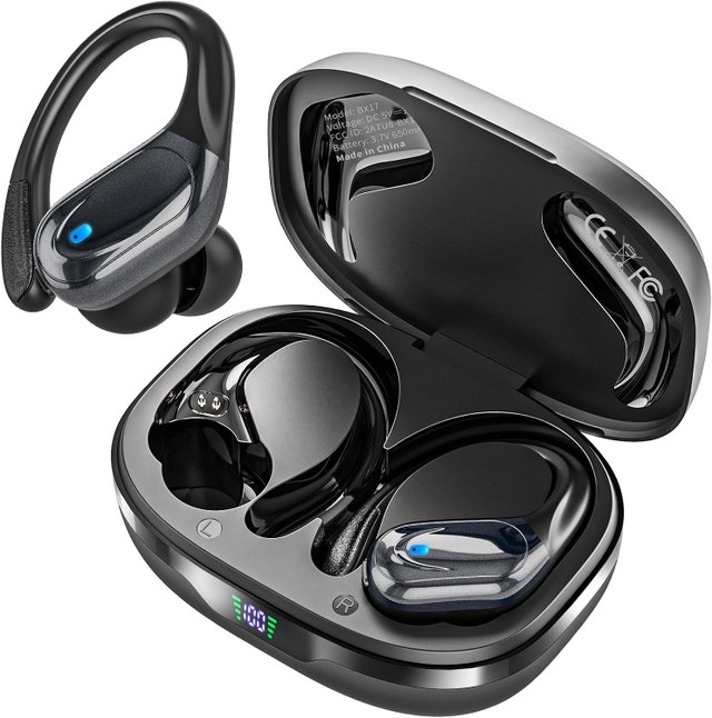 Wireless Earbuds, Bluetooth, 80h Playtime, LED Display, IPX7
