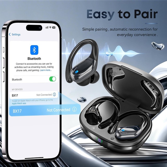 Wireless Earbuds, Bluetooth, 80h Playtime, LED Display, IPX7 - photo 4