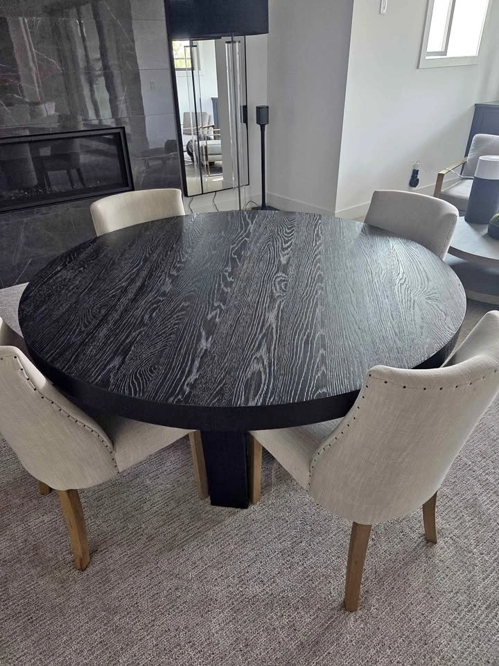 Restoration Hardware (RH) Antoccino Round Black Oak 60" Table