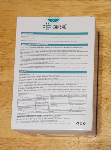 CARE4U Infrared Forehead Thermometer ~ 1 Second Measurement - photo 2