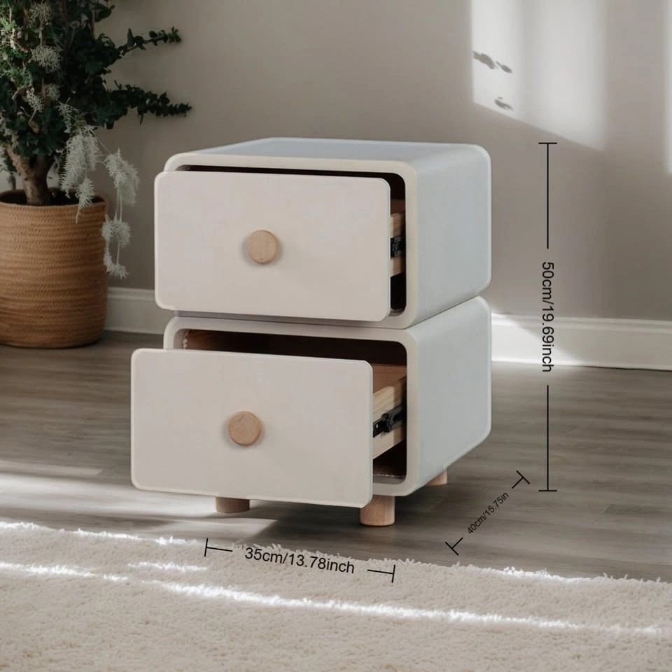 CBD020 Cream Air Bedside Cabinet Nightstand with Two Storage - photo 2