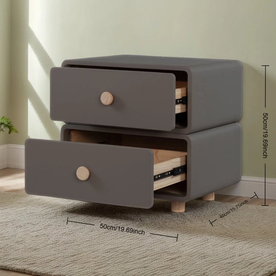 CBD020 Cream Air Bedside Cabinet Nightstand with Two Storage - photo 3
