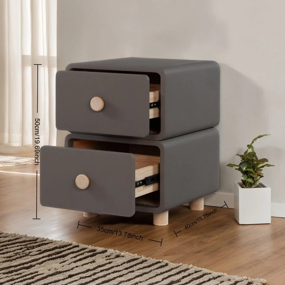 CBD020 Cream Air Bedside Cabinet Nightstand with Two Storage - photo 4