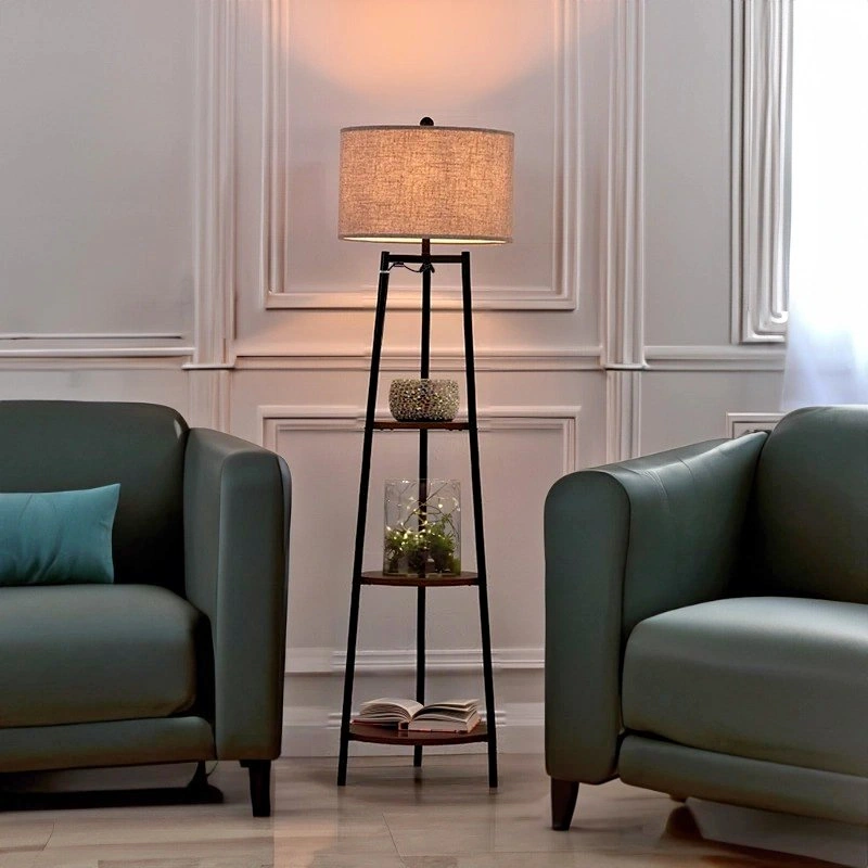 FL002 A1521 Minimalist Column Floor Lamp with Shelves