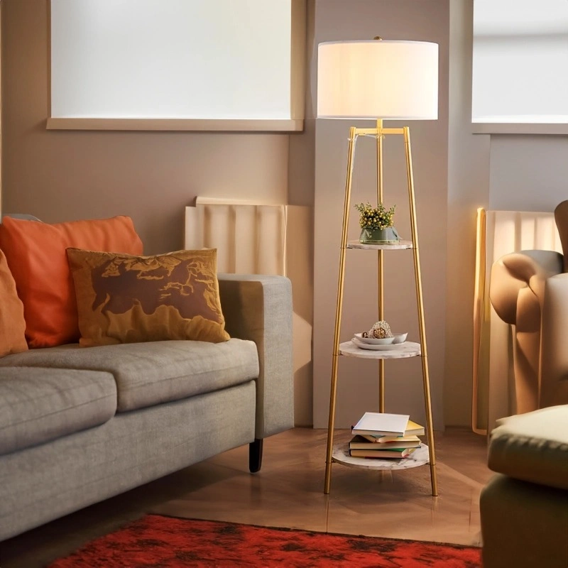 FL002 A1521 Minimalist Column Floor Lamp with Shelves - photo 2