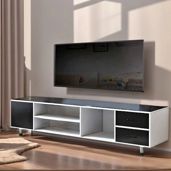 TV010 A1067 Glass Top Contemporary TV Stand $85