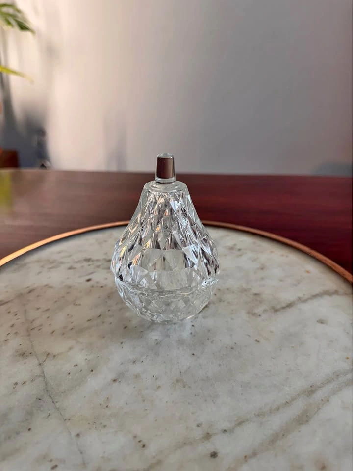 Vintage Clear Cut Glass Pear Shaped Trinket Dish - Italy