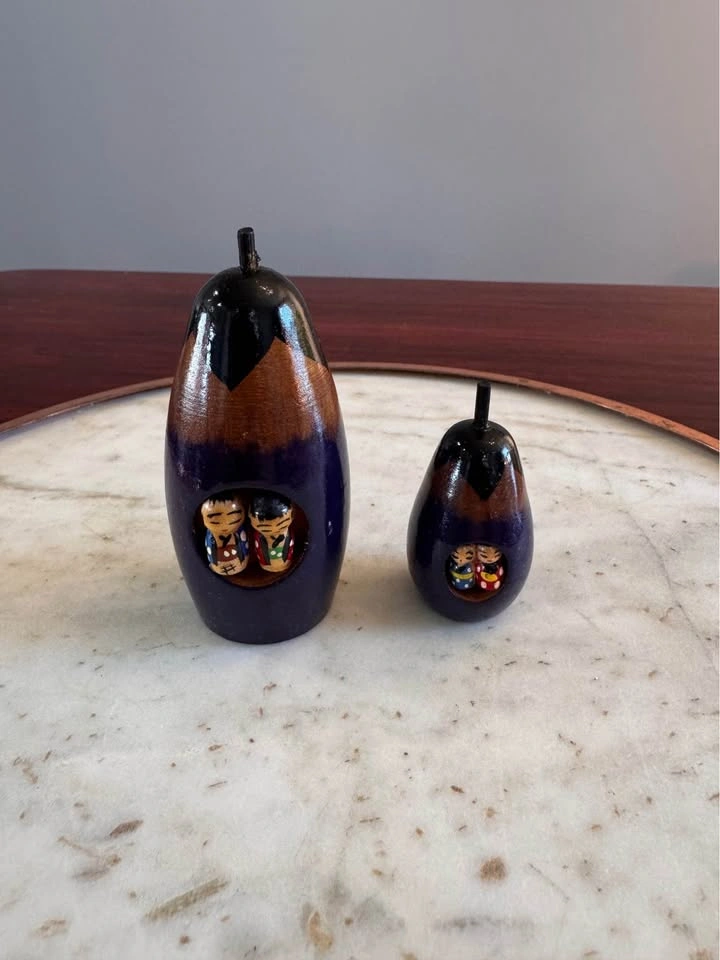 Japanese Miniature Wooden Kokeshi - Egg Plant - photo 2